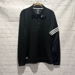 Adidas Black Golf Pullover with White Stripes‎ Men's Medium Lightweight Pullover